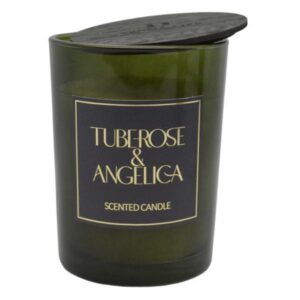 ΑΡΩΜΑΤΙΚΟ ΚΕΡΙ TUBEROSE & ANGELICA ΣΕ ΓΥΑΛΙΝΟ ΔΟΧΕΙΟ ΜΕ ΚΑΠΑΚΙ 8x8x10,5εκ.