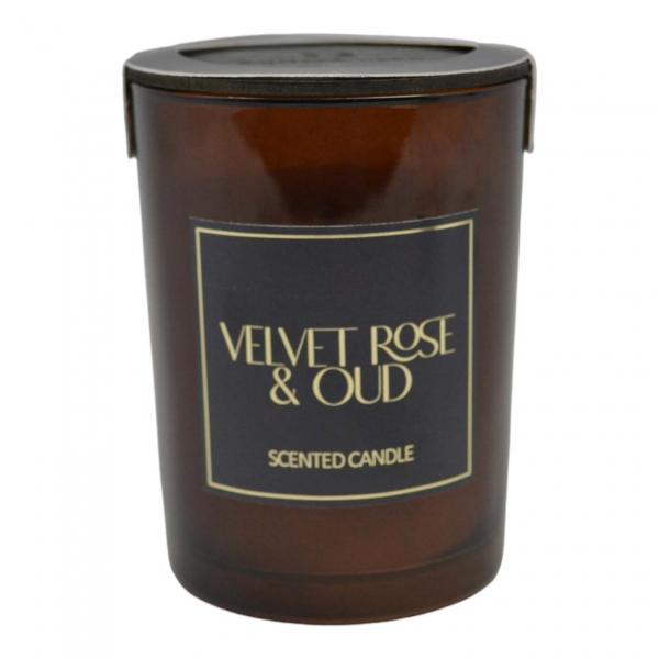 ΑΡΩΜΑΤΙΚΟ ΚΕΡΙ VELVET ROSE & OUD ΣΕ ΓΥΑΛΙΝΟ ΔΟΧΕΙΟ ΜΕ ΚΑΠΑΚΙ 8x8x10,5εκ.