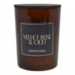 ΑΡΩΜΑΤΙΚΟ ΚΕΡΙ VELVET ROSE & OUD ΣΕ ΓΥΑΛΙΝΟ ΔΟΧΕΙΟ ΜΕ ΚΑΠΑΚΙ 8x8x10,5εκ.