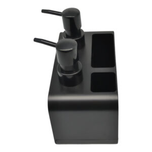 DISPENSER ΚΟΥΖΙΝΑΣ ΠΛΑΣΤΙΚΟ ΔΙΠΛΟ ΜΑΥΡΟ ΜΕ ΘΗΚΕΣ HANDS AND DISHES 17x9,3x16,7εκ.