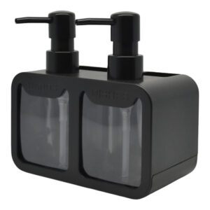 DISPENSER ΚΟΥΖΙΝΑΣ ΠΛΑΣΤΙΚΟ ΔΙΠΛΟ ΜΑΥΡΟ ΜΕ ΘΗΚΕΣ HANDS AND DISHES 17x9,3x16,7εκ.