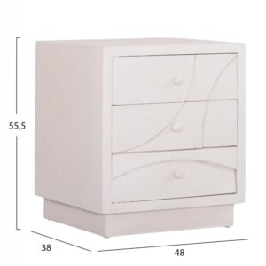 ΚΟΜΟΔΙΝΟ MDF ΣΕ ΥΠΟΛΕΥΚΟ ΧΡΩΜΑ-3 ΣΥΡΤΑΡIA 48x38x55,5Υεκ.