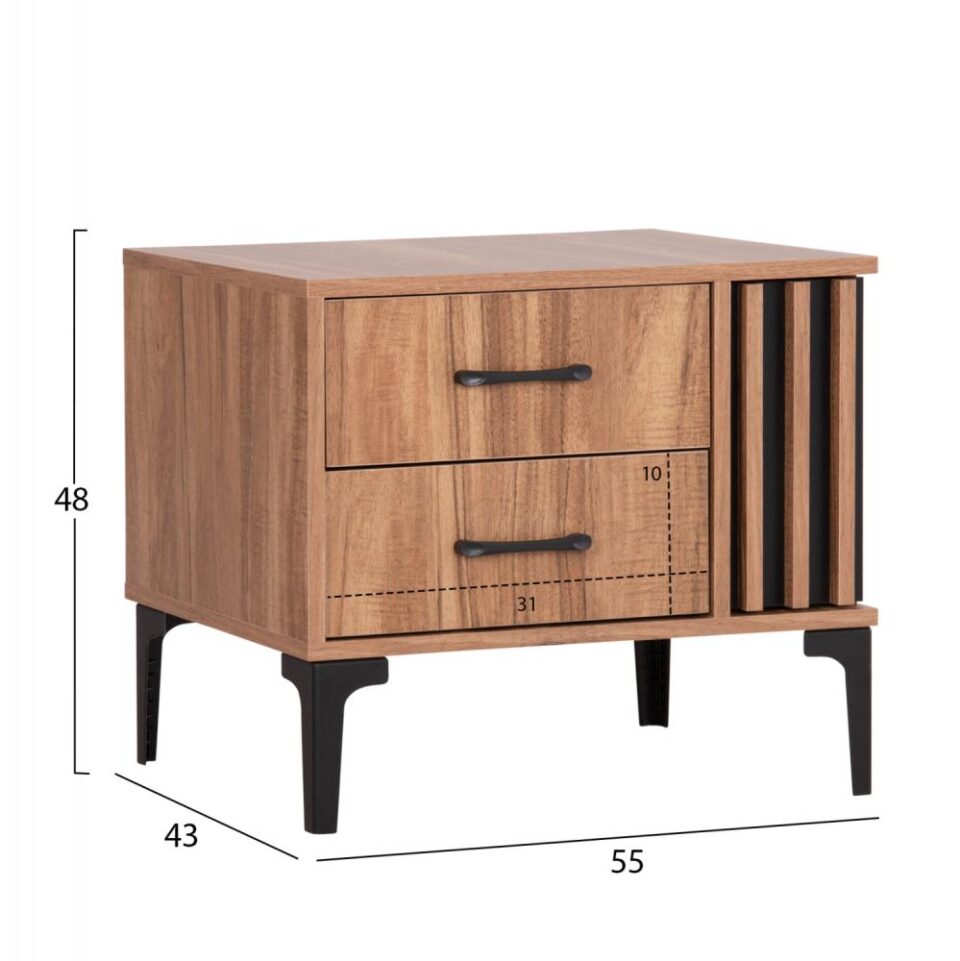 ΚΟΜΟΔΙΝΟ ΜΕΛΑΜΙΝΗ ΦΥΣΙΚΟ ΞΥΛΟΥ-ΜΑΥΡΟ 55x43x48Υεκ.