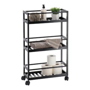 BAMBOO ΤΡΟΛΕΪ ΜΑΥΡΟ ΜΕ 3 ΡΑΦΙΑ 44.5x20x75cm