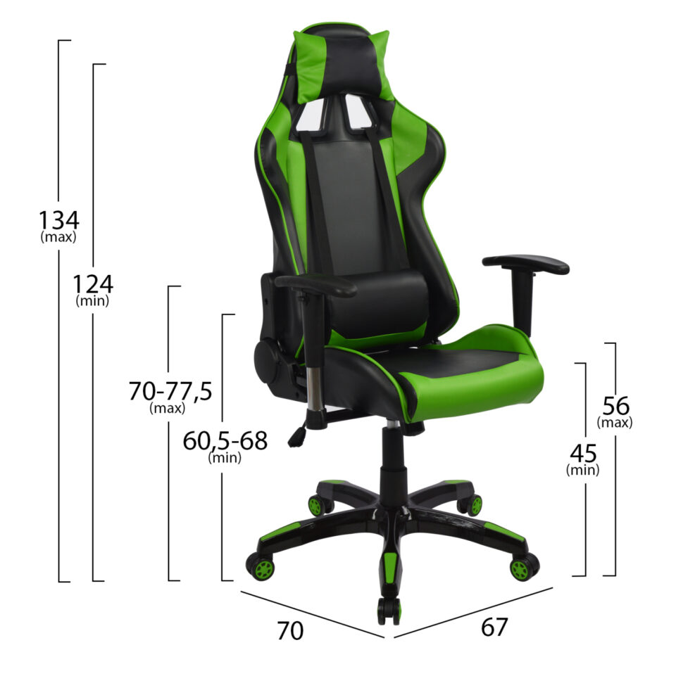 ΠΟΛΥΘΡΟΝΑ GAMING ΜΑΥΡΟ ΠΡΑΣΙΝΟ PU 67x70x134 εκ.