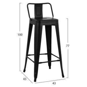 ΣΚΑΜΠΟ BAR ME ΠΛΑΤΗ ΜΕΤΑΛΛΙΚΟ ΜΑΥΡΟ ΜΑΤ 42x42x100Υεκ.