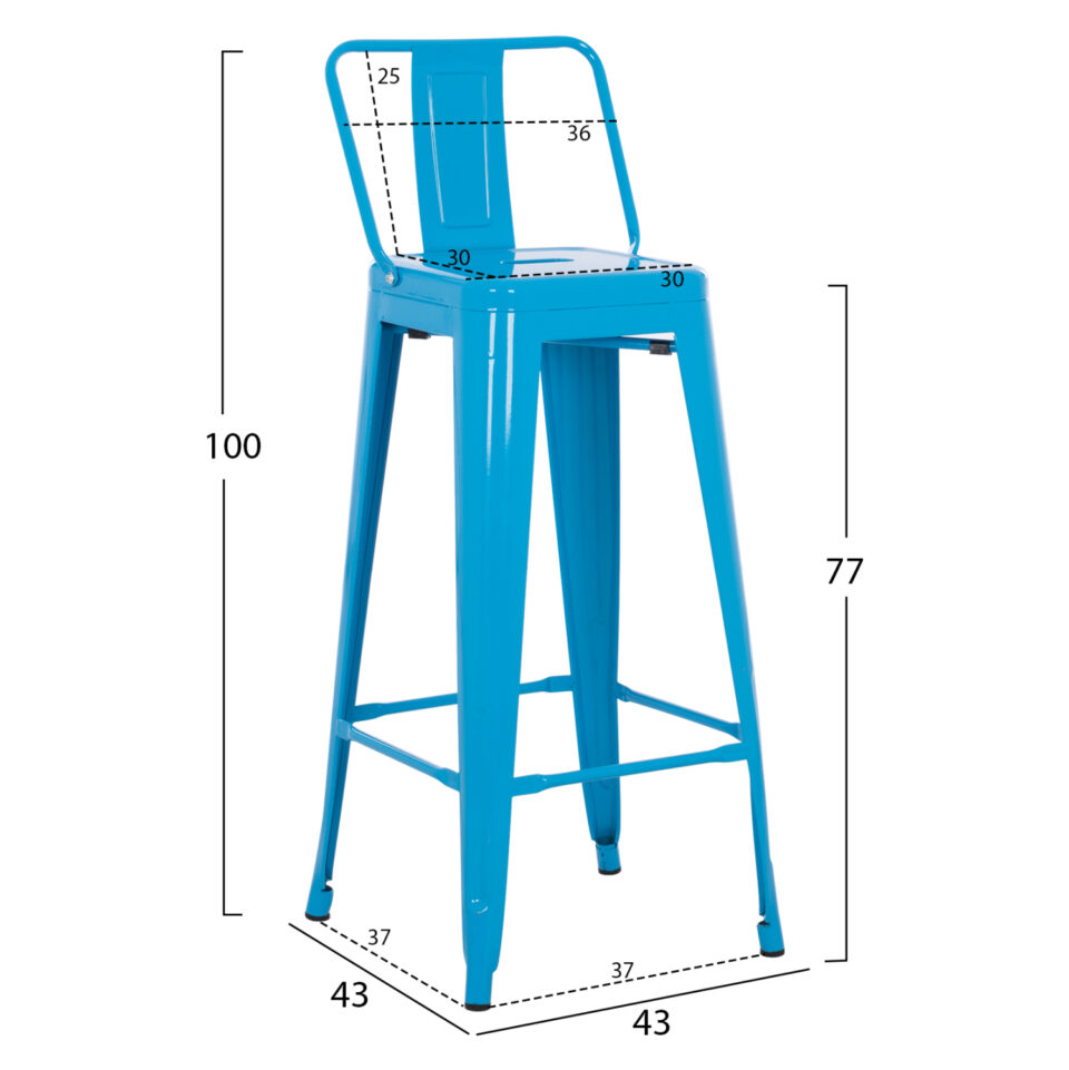 ΣΚΑΜΠΟ BAR ME ΠΛΑΤΗ ΜΕΤΑΛΛΙΚΟ ΜΠΛΕ 42x42x100Υεκ.