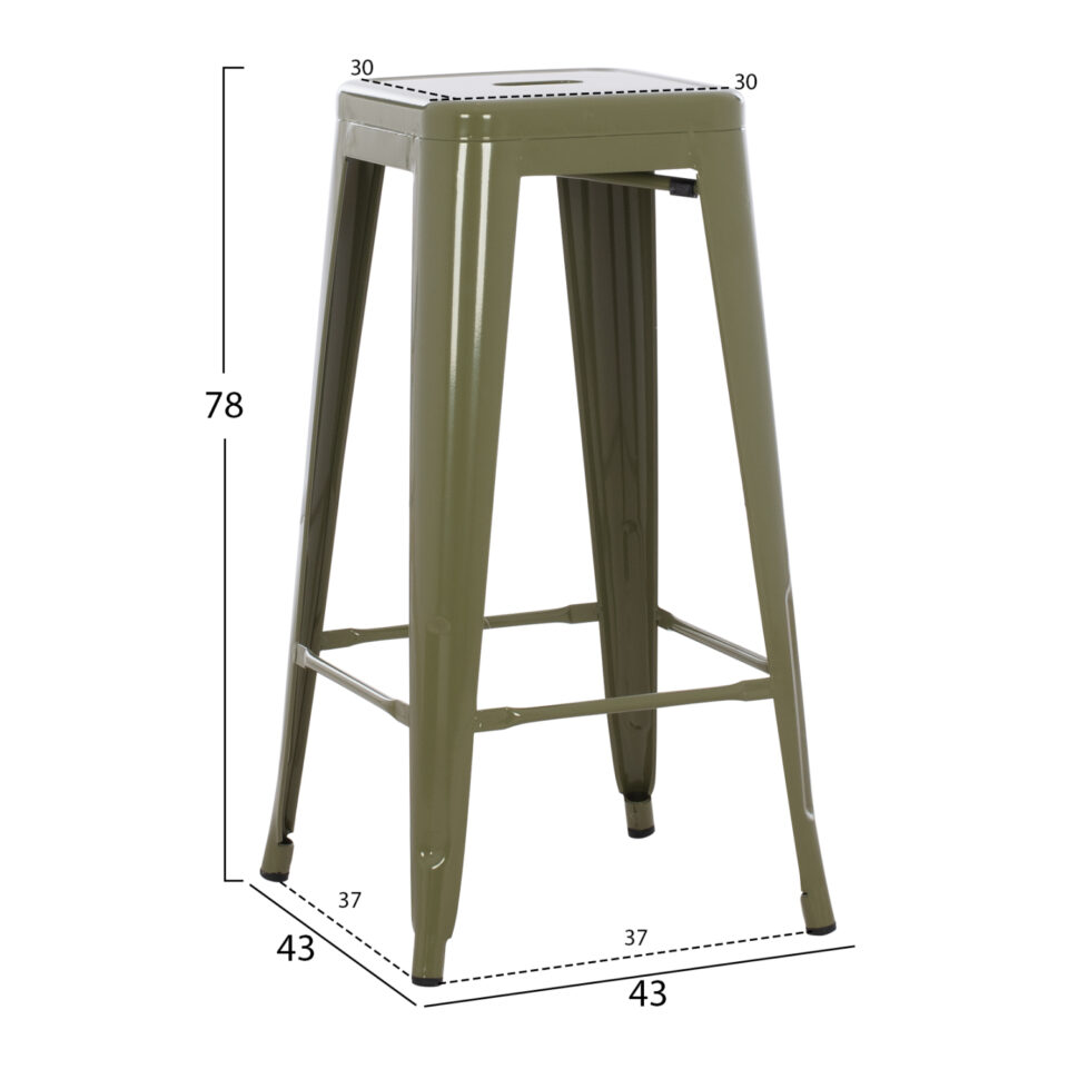 ΣΚΑΜΠΟ ΜΠΑΡ ΜΕΤΑΛΛΙΚΟ ΣΕ DARK OLIVE 43x43x78Υεκ.
