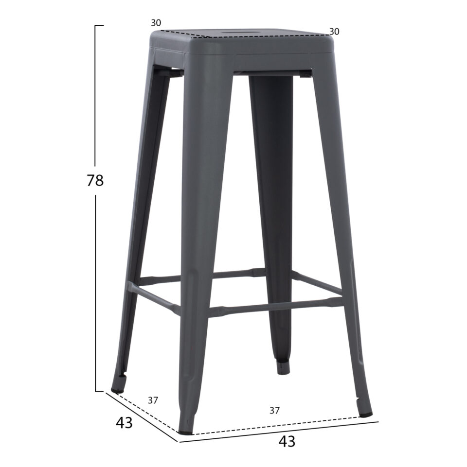 ΣΚΑΜΠΟ ΜΠΑΡ ΜΕΤΑΛΛΙΚΟ ΣΕ ΓΚΡΙ 43x43x78Υεκ.