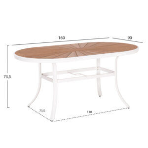 ΤΡΑΠΕΖΙ ΕΞΩΤ.ΧΩΡΟΥ TELAMO ΑΛΟΥΜΙΝΙΟ ΛΕΥΚΟ & POLYWOOD 160X90Χ73.5Υεκ.