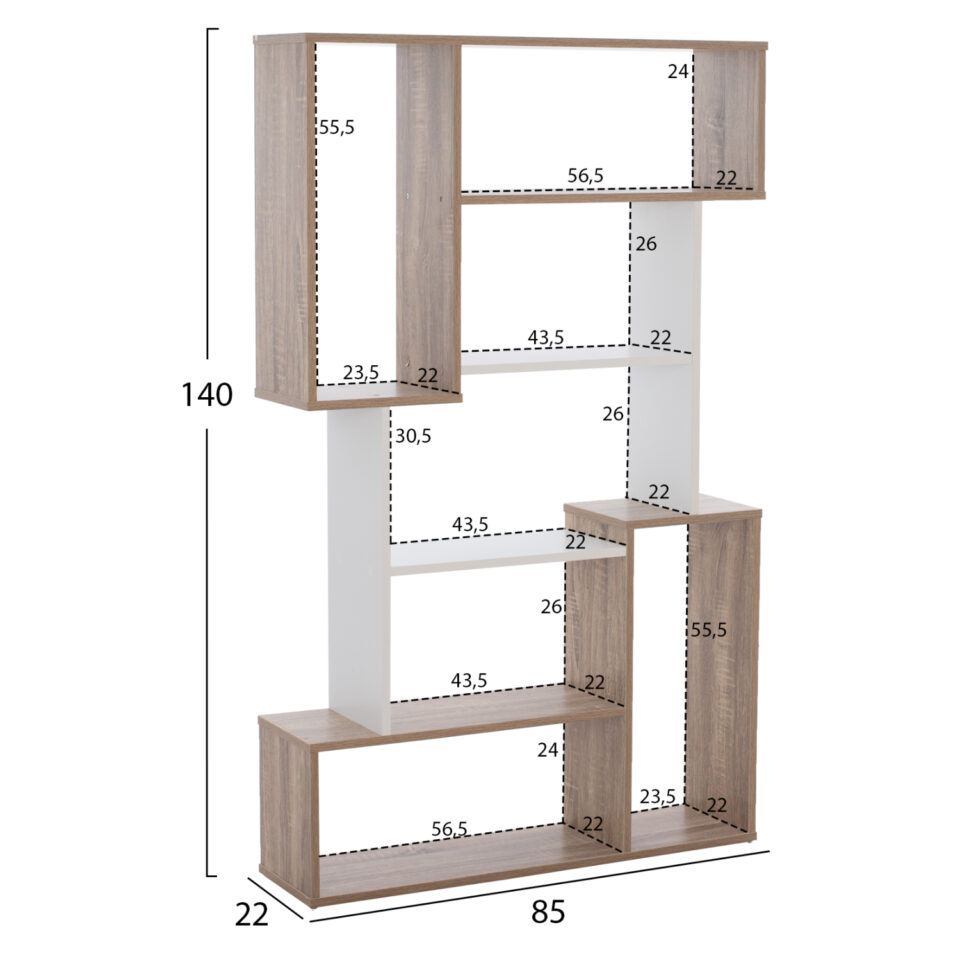 ΒΙΒΛΙΟΘΗΚΗ 85X22X140 ΛΕΥΚΟ