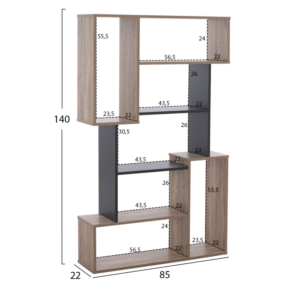 ΒΙΒΛΙΟΘΗΚΗ 85X22X140 ΓΚΡΙ