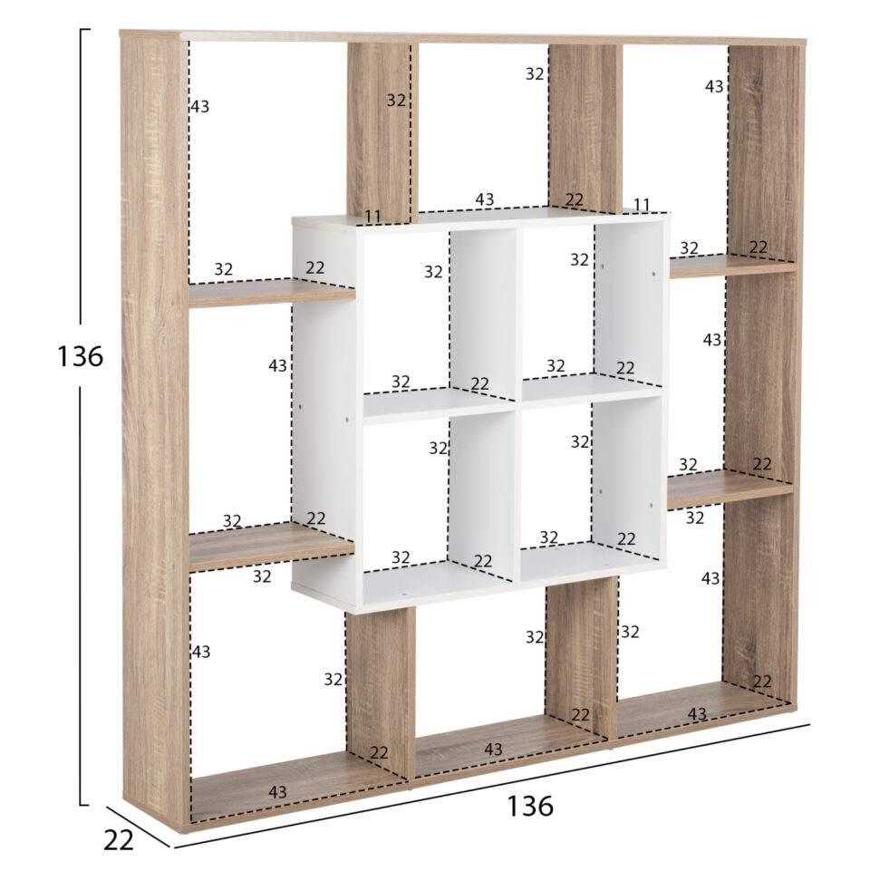 ΒΙΒΛΙΟΘΗΚΗ 136X22X136 ΛΕΥΚΟ