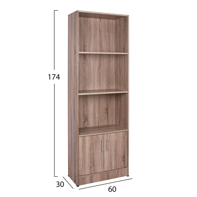 ΒΙΒΛΙΟΘΗΚΗ ΜΕΛΑΜΙΝΗΣ ΣΕ ΧΡΩΜΑ SONAMA 60x30x174Υεκ.