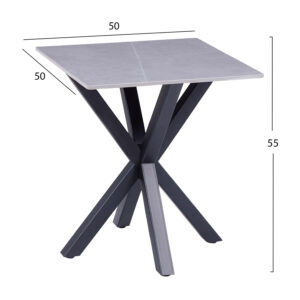 ΒΟΗΘΗΤΙΚΟ ΤΡΑΠΕΖΑΚΙ ΣΑΛΟΝΙΟΥ GREY MARBLE TOP-ΜΑΥΡΗ ΜΕΤΑΛ.ΒΑΣΗ 50x50x55Yεκ.