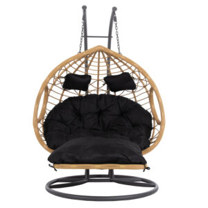 ΔΙΠΛΗ ΚΡΕΜΑΣΤΗ ΦΩΛΙΑ ME ΥΠΟΠΟΔΙΟ ΜΠΕΖ ΣΥΝΘ.RATTAN-ΓΚΡΙ ΜΕΤΑΛ.ΣΚΕΛΕΤΟΣ Φ120x200Υεκ