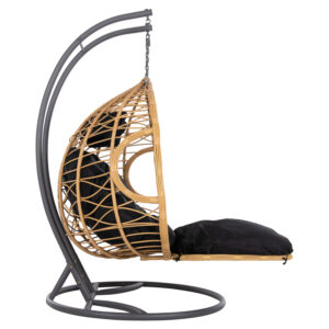 ΔΙΠΛΗ ΚΡΕΜΑΣΤΗ ΦΩΛΙΑ ME ΥΠΟΠΟΔΙΟ ΜΠΕΖ ΣΥΝΘ.RATTAN-ΓΚΡΙ ΜΕΤΑΛ.ΣΚΕΛΕΤΟΣ Φ120x200Υεκ