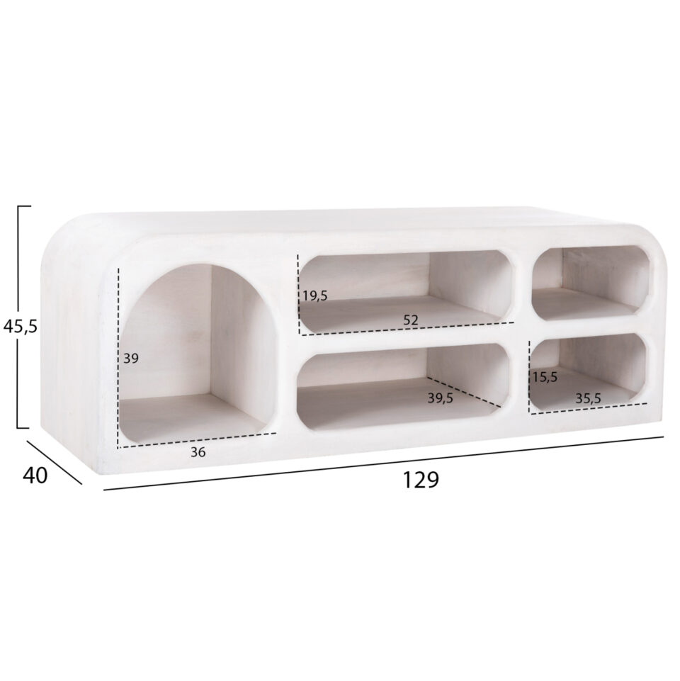 ΕΠΙΠΛΟ ΤΗΛΕΟΡΑΣΗΣ HANDYR ΜΑΣΙΦ ΞΥΛΟ MANGO ΣΕ ΛΕΥΚΟ 130x40x45Yεκ.