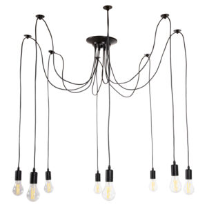 ΦΩΤΙΣΤΙΚΟ ΟΡΟΦΗΣ ΚΡΕΜΑΣΤΟ 8-ΦΩΤΟ ΜΑΥΡΟ ΜΕΤΑΛΛΙΚΟ-ΜΑΥΡΑ ΚΑΛΩΔΙΑ Φ100x180Υ