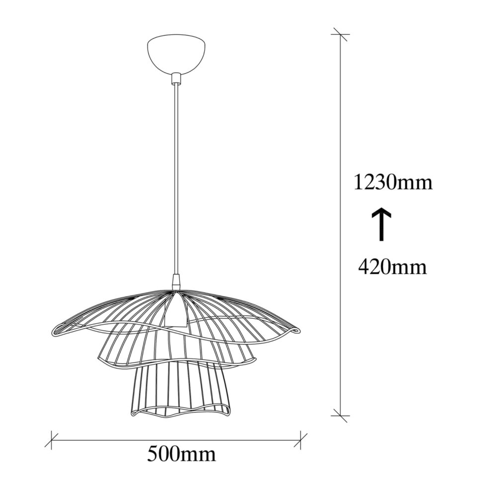 ΦΩΤΙΣΤΙΚΟ ΟΡΟΦΗΣ ΜΕΤΑΛΛΙΚΟ ΚΡΕΜΑΣΤΟ ΜΑΥΡΟ E27 Φ50x123 εκ.