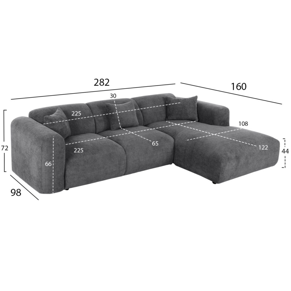 ΚΑΝΑΠΕΣ ΓΩΝΙΑ BRICKEN ΑΝΘΡΑΚΙ ΥΦΑΣΜΑ 110-282x98-160x72Υεκ.