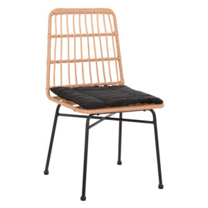 ΚΑΡΕΚΛΑ ΜΑΥΡΗ ΜΕΤΑΛΛΙΚΗ ΜΕ ΜΑΞΙΛΑΡΙ-WICKER ΜΠΕΖ 46,5x50x85Υεκ.