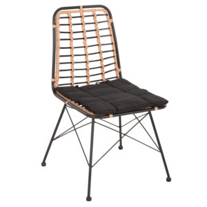 ΚΑΡΕΚΛΑ ΜΕΤΑΛΛΙΚΗ WICKER ΜΠΕΖ-ΜΑΥΡΟ 51x54x84Υεκ.