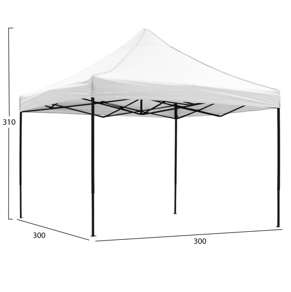 ΚΙΟΣΚΙ/GAZEBO ΠΤΥΣΣΟΜΕΝΟ-ΣΚΕΛΕΤΟΣ ΜΕΤΑΛ.ΜΑΥΡΟΣ-ΛΕΥΚΟ ΥΦΑΣΜΑ 3x3x3,10Yμ
