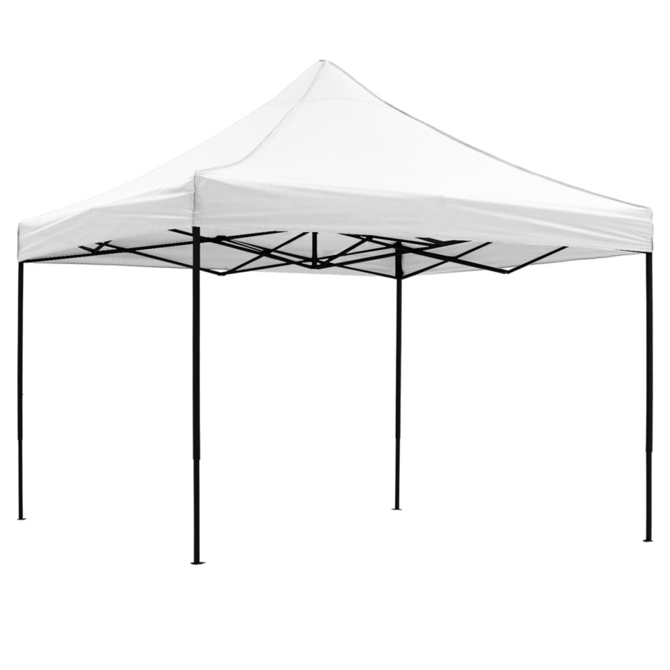 ΚΙΟΣΚΙ/GAZEBO ΠΤΥΣΣΟΜΕΝΟ-ΣΚΕΛΕΤΟΣ ΜΕΤΑΛ.ΜΑΥΡΟΣ-ΛΕΥΚΟ ΥΦΑΣΜΑ 3x3x3,10Yμ