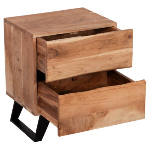 ΚΟΜΟΔΙΝΟ ΜΕ 2 ΣΥΡΤΑΡΙΑ ΜΑΣΙΦ ΞΥΛΟ ΑΚΑΚΙΑΣ-ΜΕΤΑΛΛΟ 45x35x56Yεκ.