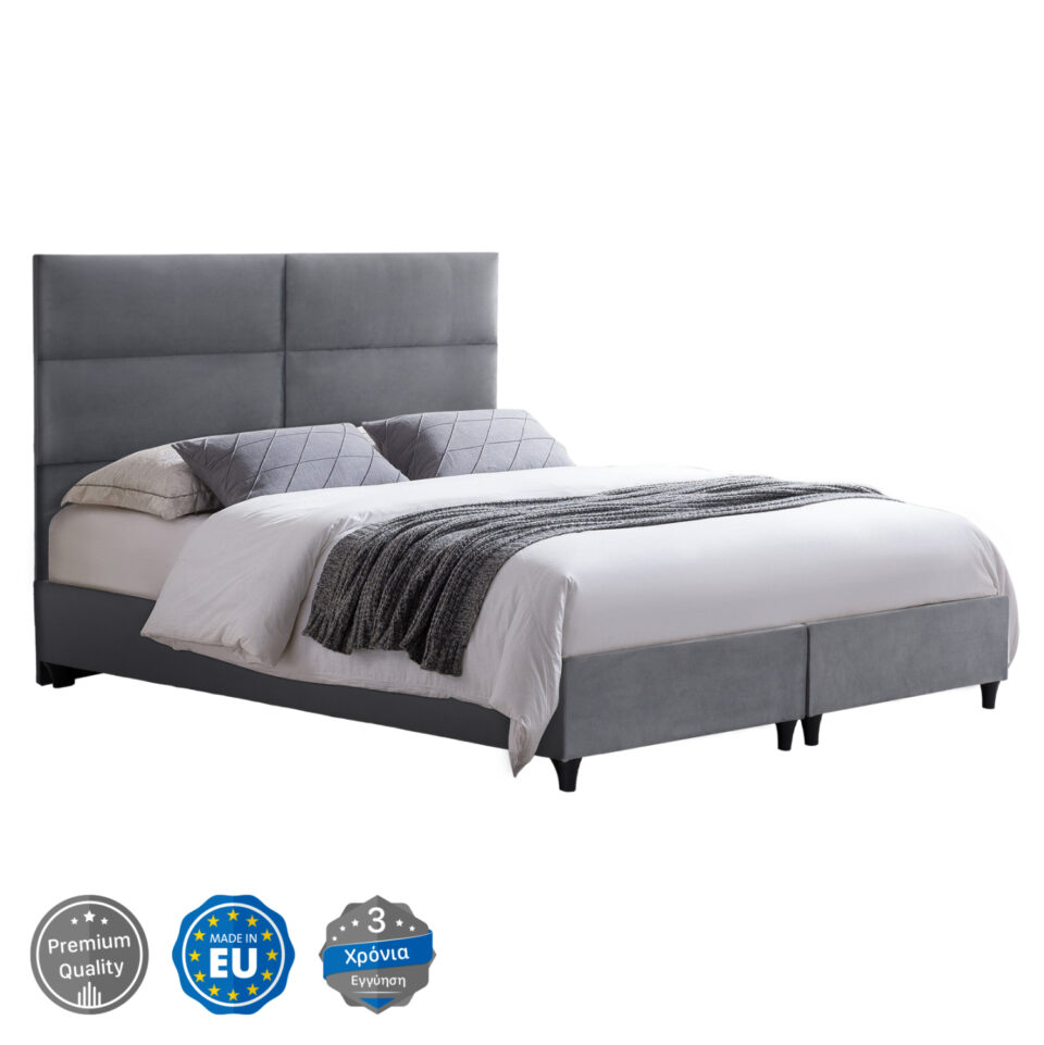 ΚΡΕΒΑΤΙ ΑΠΟ ΓΚΡΙ ΒΕΛΟΥΔΟ ΓΙΑ ΣΤΡΩΜΑ 160x200 EK.