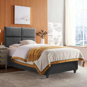 ΚΡΕΒΑΤΙ ΑΠΟ ΓΚΡΙ ΥΦΑΣΜΑ ΓΙΑ ΣΤΡΩΜΑ 90x200 εκ.