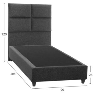 ΚΡΕΒΑΤΙ ΑΠΟ ΓΚΡΙ ΥΦΑΣΜΑ ΓΙΑ ΣΤΡΩΜΑ 90x200 εκ.