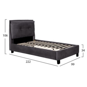 ΚΡΕΒΑΤΙ 90x200 εκ. ΜΕ ΥΦΑΣΜΑ ΒΕΛΟΥΔΟ ΓΚΡΙ