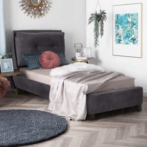 ΚΡΕΒΑΤΙ 90x200 εκ. ΜΕ ΥΦΑΣΜΑ ΒΕΛΟΥΔΟ ΓΚΡΙ