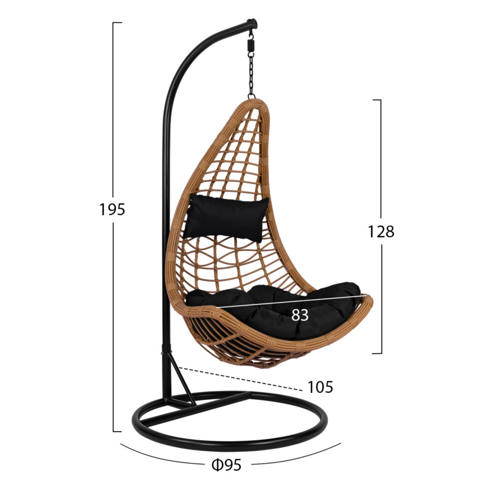 ΚΡΕΜΑΣΤΗ ΦΩΛΙΑ ΜΕ ΜΠΕΖ WICKER & ΜΑΥΡΟ ΜΕΤΑΛΛΟ Φ95Χ195Υεκ.