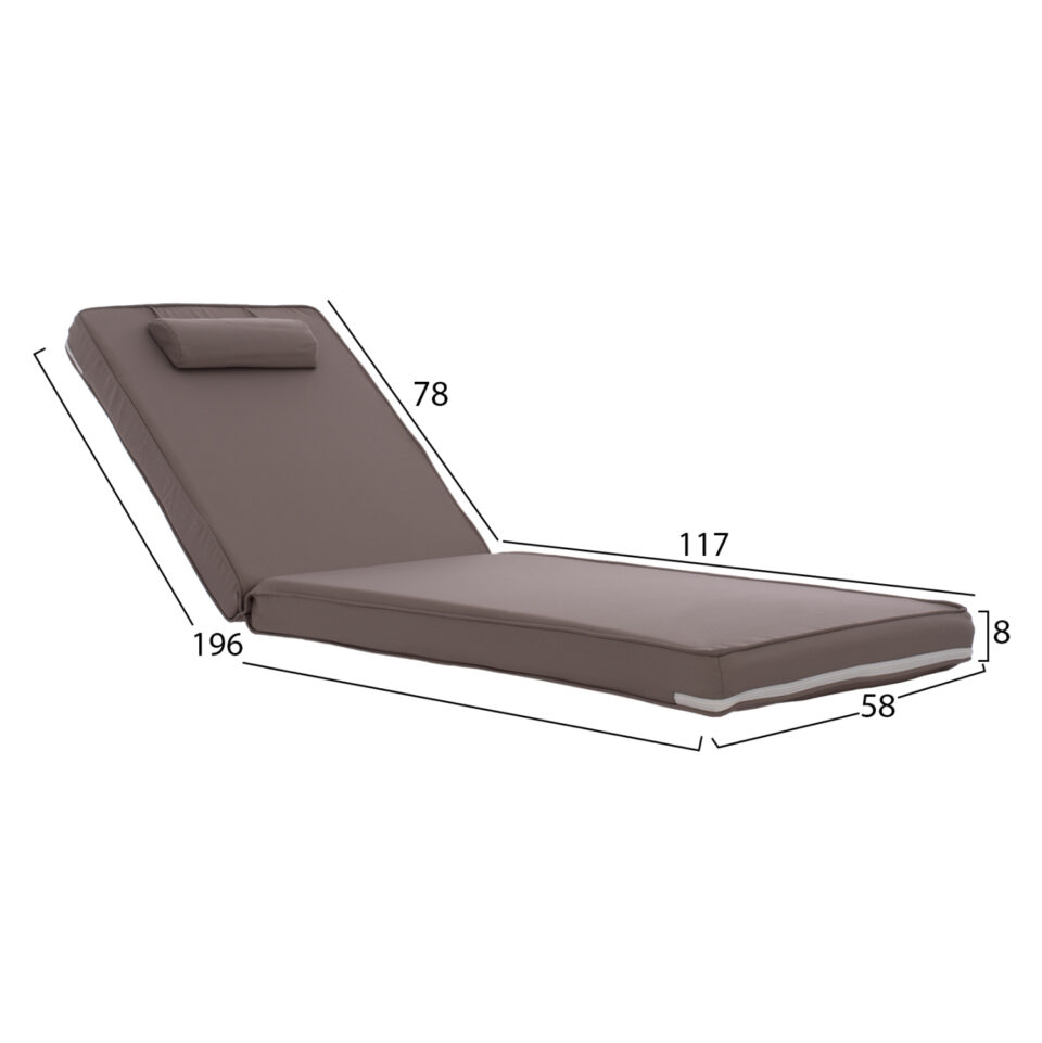 ΜΑΞΙΛΑΡΙ ΞΑΠΛΩΣΤΡΑΣ TEXTILENE 600gr/m2 2X1 SIFNOS 196(117+1+78)x58x8 εκ.