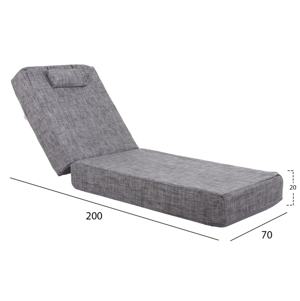 ΜΑΞΙΛΑΡΙ ΞΑΠΛΩΣΤΡΑΣ TEXTILENE ΓΚΡΙ 200(120+80)x70x20Yεκ.