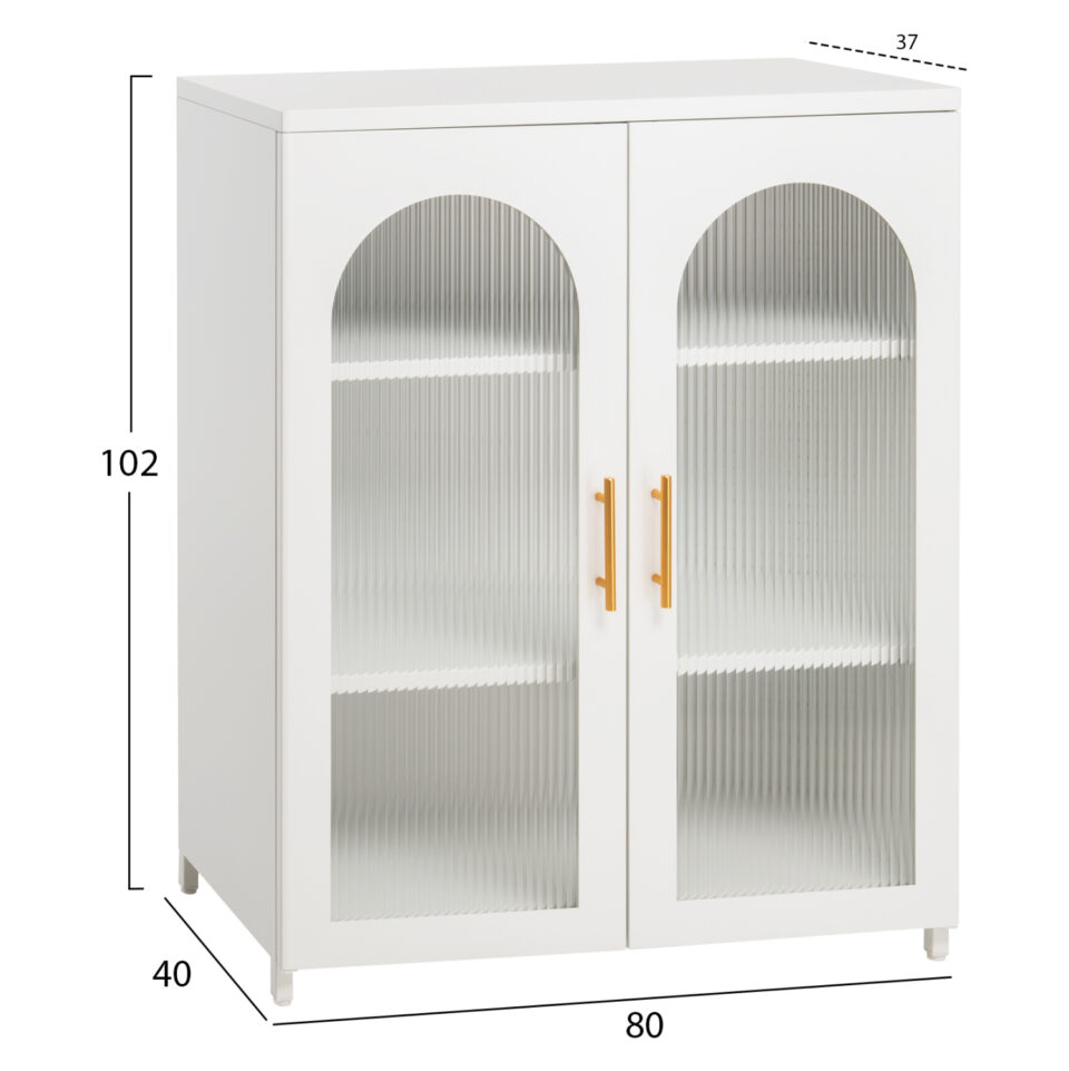 ΜΕΤΑΛΛΙΚΟ ΝΤΟΥΛΑΠΙ ΒΙΤΡΙΝΑ ΛΕΥΚΟ 80x37-40x102Y εκ.