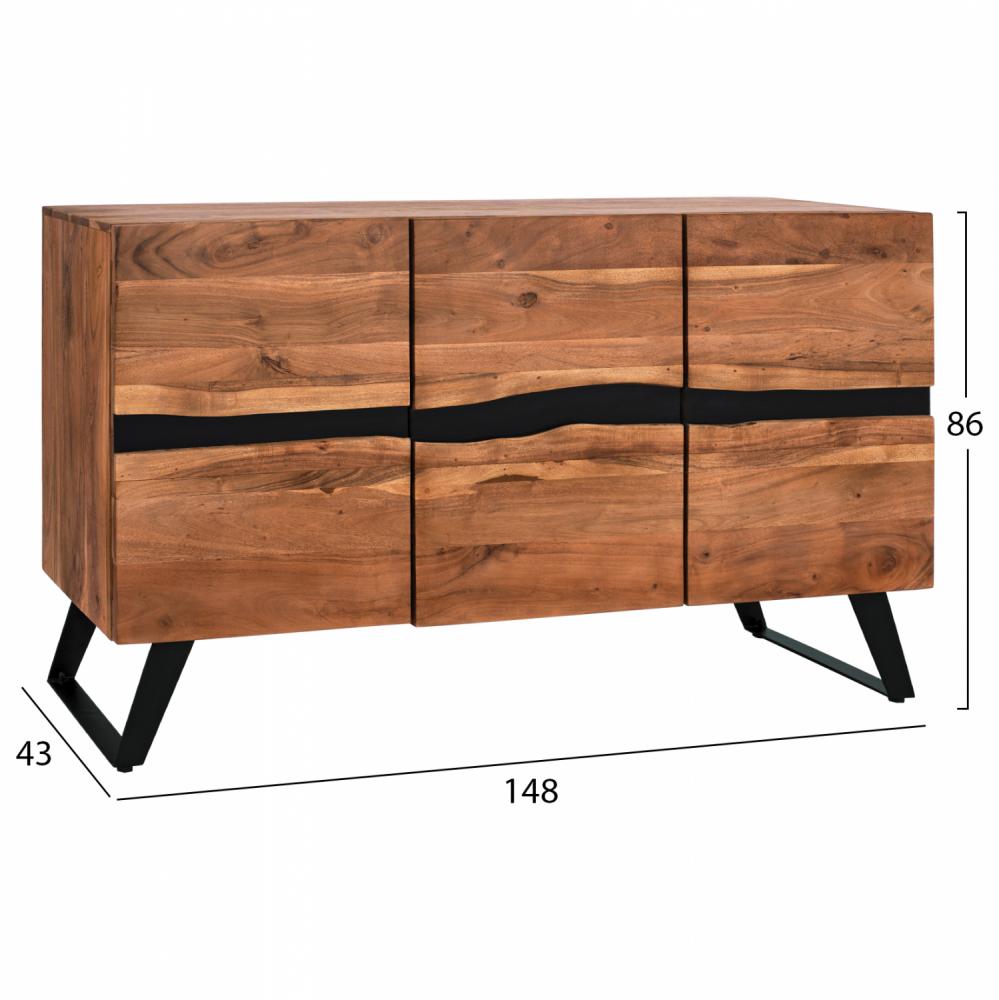 ΜΠΟΥΦΕΣ ALICIA ΑΠΟ ΜΑΣΙΦ ΞΥΛΟ ΑΚΑΚΙΑΣ ΦΥΣΙΚΟ 148x43x86Υ εκ.