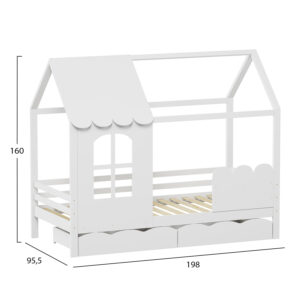 ΠΑΙΔΙΚΟ ΚΡΕΒΑΤΙ ΜΕ ΣΥΡΤΑΡΙΑ DOMER ΞΥΛΟ ΠΕΥΚΟΥ ΛΕΥΚΟ-ΣΤΡΩΜΑ 90x190εκ