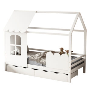 ΠΑΙΔΙΚΟ ΚΡΕΒΑΤΙ ΜΕ ΣΥΡΤΑΡΙΑ DOMER ΞΥΛΟ ΠΕΥΚΟΥ ΛΕΥΚΟ-ΣΤΡΩΜΑ 90x190εκ