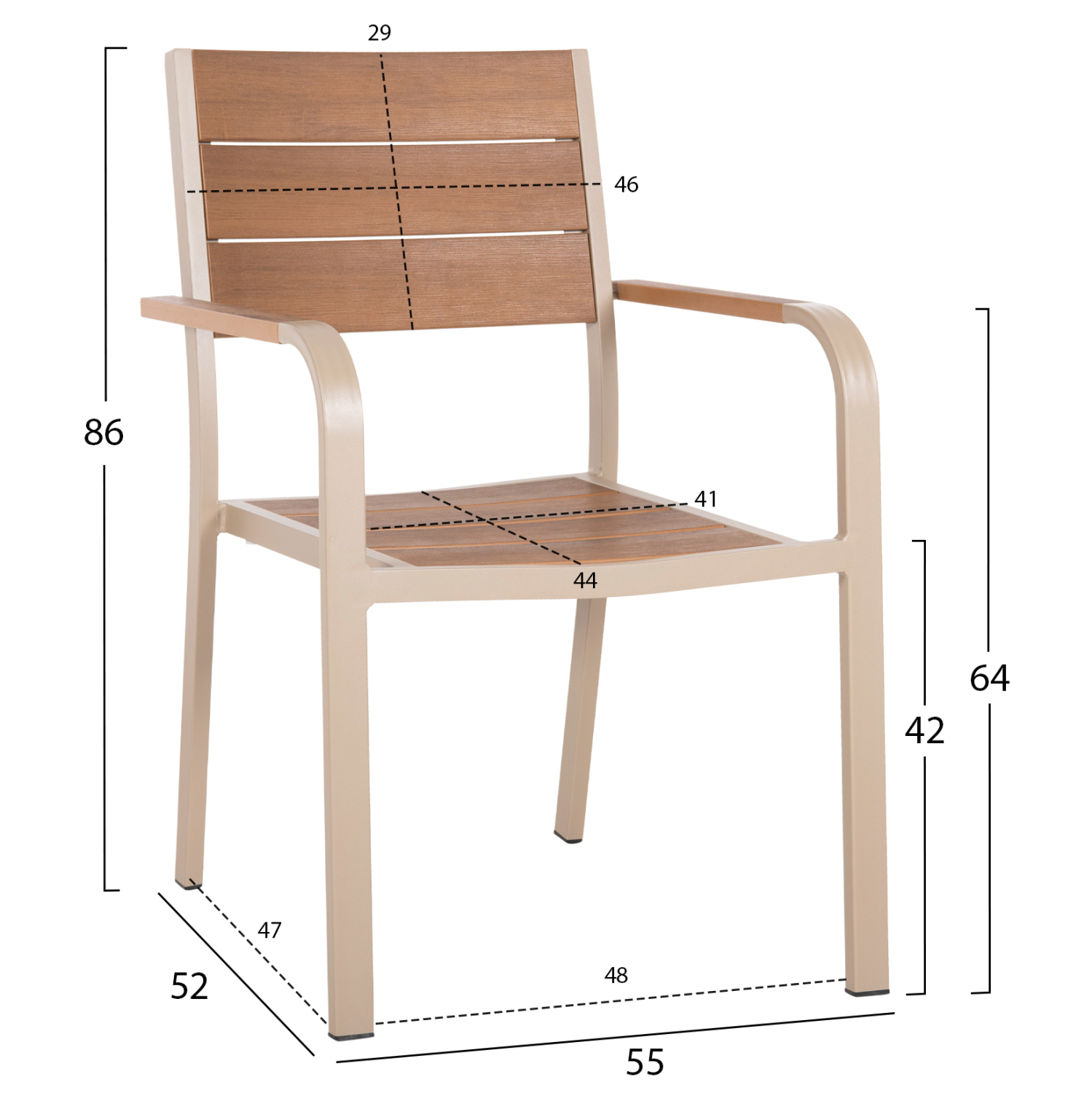 ΠΟΛΥΘΡΟΝΑ ΑΛΟΥΜΙΝΙΟΥ ΣΑΜΠΑΝΙ ΜΕ POLYWOOD 55x52x86Yεκ.