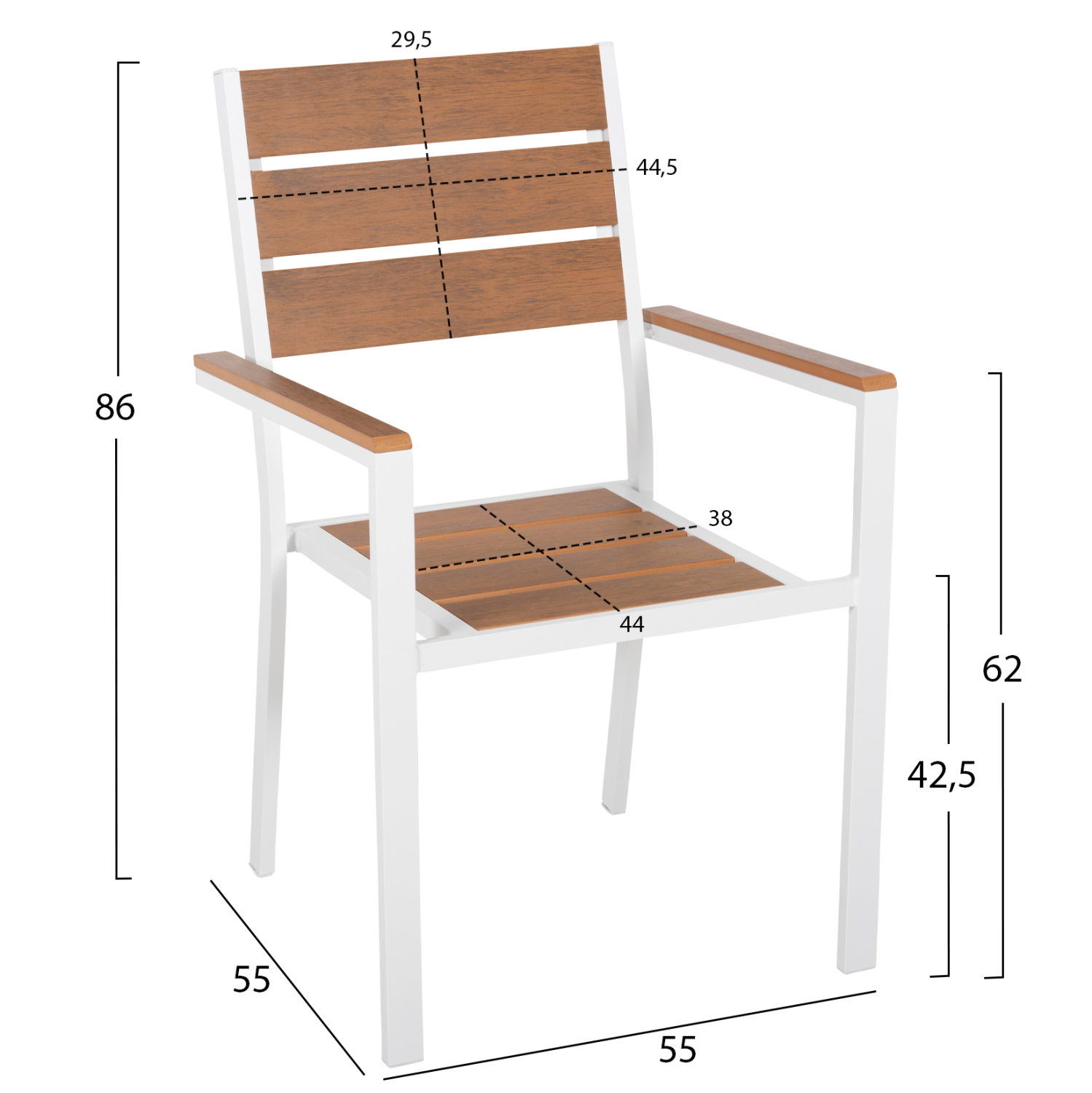 ΠΟΛΥΘΡΟΝΑ ΑΛΟΥΜΙΝΙΟΥ ΛΕΥΚΗ-POLYWOOD ΣΕ ΦΥΣΙΚΟ 55x55x86Υεκ.