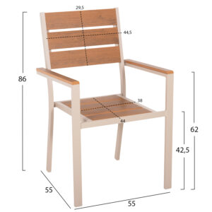 ΠΟΛΥΘΡΟΝΑ ΑΛΟΥΜΙΝΙΟΥ ΣΑΜΠΑΝΙ-POLYWOOD ΣΕ ΦΥΣΙΚΟ 55x55x86Υεκ.