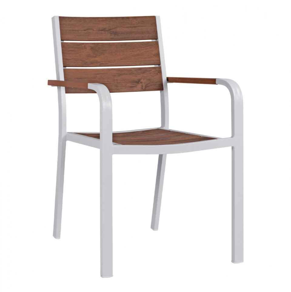 ΠΟΛΥΘΡΟΝΑ ΑΛΟΥΜΙΝΙΟΥ ΛΕΥΚΗ ΜΕ POLYWOOD 55x56x85Υ εκ.