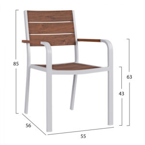 ΠΟΛΥΘΡΟΝΑ ΑΛΟΥΜΙΝΙΟΥ ΛΕΥΚΗ ΜΕ POLYWOOD 55x56x85Υ εκ.