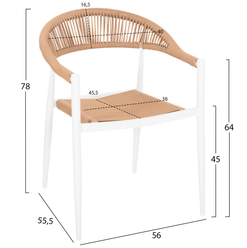 ΠΟΛΥΘΡΟΝΑ ΑΛΟΥΜΙΝΙΟΥ ΛΕΥΚΗ PΕ RATTAN ΜΠΕΖ 56x55,5x78Υεκ.