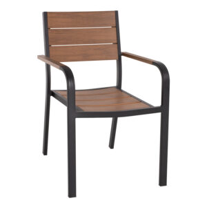 ΠΟΛΥΘΡΟΝΑ ΑΛΟΥΜΙΝΙΟΥ ΜΑΥΡΗ ΜΕ POLYWOOD 56x55x85,5Yεκ.