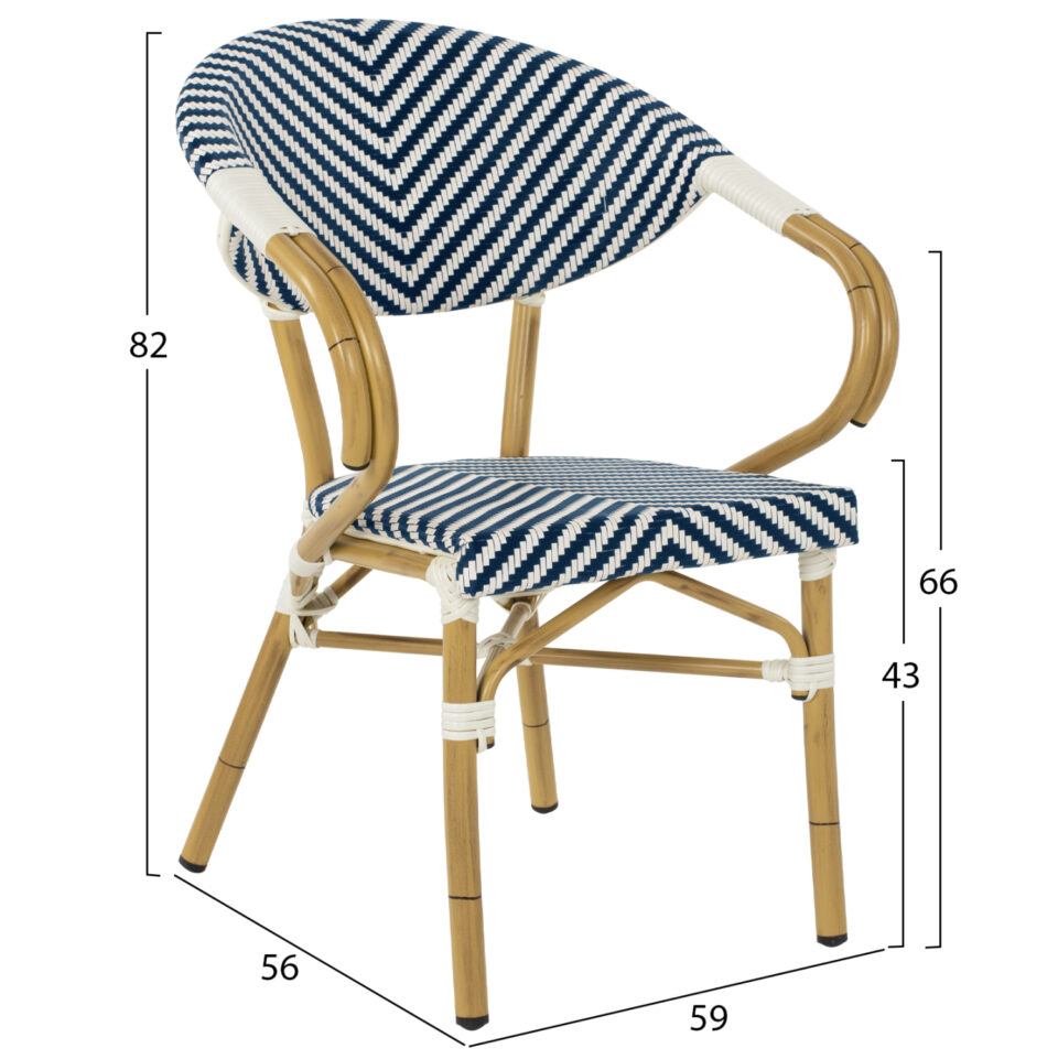 ΠΟΛΥΘΡΟΝΑ BAMBOO LOOK ΜΠΛΕ-ΛΕΥΚΟ 59x56x82Yεκ.